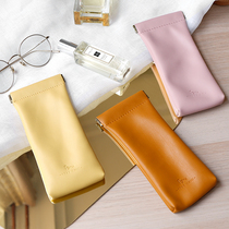 ins Super fire soft leather small cosmetic bag mini lipstick lip glaze storage bag portable sunglasses bag