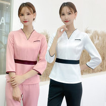 Autumn and winter beautician work clothes female beauty salon health center technician foot bath clothing temperament high-end suit trousers
