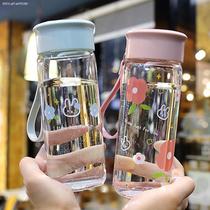 Glass female ins Harajuku wind couple Cup cute and convenient to carry summer beautiful Net red high sense