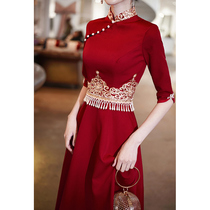 Toast dress bridal cheongsam 2021 new cover arm summer red engagement dress dress female Chinese retro
