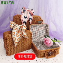 Imitation rattan retro style suitcase wedding companion gift gift box large medium and small birthday gift packaging storage basket