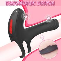 Vibrating Dual Penis Ring with Tongue Clit Stimulator for Co