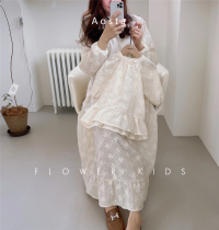 Floral small bunk spot Korean childrens clothing discount Aosta Delicate Embroidered Parent-child Dress