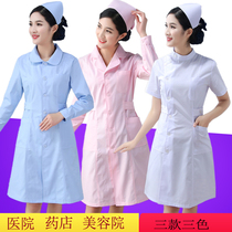 Nursery clothes summer short sleeve womens overalls thin round neck doll collar nurse uniform white coat long sleeve