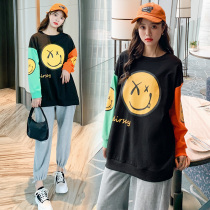 Pregnant women spring fashion suit Tide mother long-sleeved T-shirt top New Year Clothes Tide spring and Autumn maternity clothes