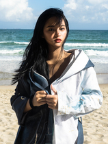 Nu-June whitetip shark 2 0 quick-dry bathrobe towel coat with hat sunscreen cloak change coat gown men and women
