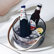 High Face Value Glass Ice Bucket Beer Champagne Barrel Bar KTV Home Handbag Red Fruit Watermelon Barrel Loaded Ice Cubes