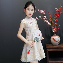 Girls cheongsam skirt Chinese style improved summer new children Hanfu little girl foreign style dress retro thin