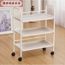 Plastic beauty cart with three layers of embroidery beauty salon special trolley mobile shelf nail tool cart