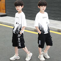 Boy suit Summer 2022 new foreign air 12 year old CUHK child cotton short sleeve shorts Two sets of mens Baoshades
