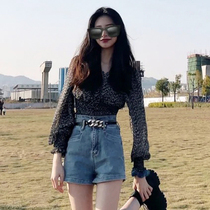  Denim shorts womens summer 2021 new high waist a-line wide leg pants net red fashion all-match light-colored hot pants ins tide