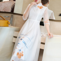 National style skirt Cheongsam young girl new waist embroidery Tang dress Hanfu improved version of dress Chinese style