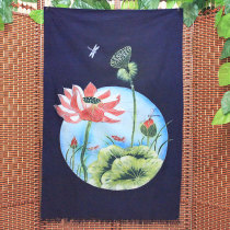 Miao handmade batik painting curtain flowers good Moon round Tea Restaurant home features decorative fabric partition curtain hanging painting