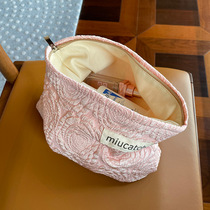 Beauty pick rose pattern cosmetic bag pink rose gold skin care products storage bag travel portable large capacity female