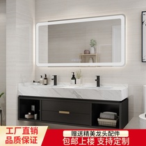 Modern simple intelligent bathroom cabinet combination Nordic solid wood double basin bathroom sink sink face wash basin bathroom