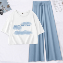 Sports suit womens summer 2021 new loose casual small summer thin fashion student short-sleeved two-piece suit