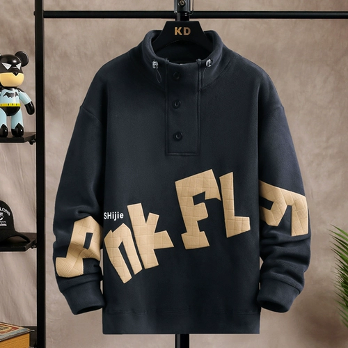 Толстовка, свитшот, демисезонное утепленное термобелье, куртка, высокий воротник, в американском стиле