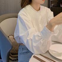 Clean and neat ~ pregnant womens shirt autumn long sleeve shirt womens design sense niche cardigan outside loose top