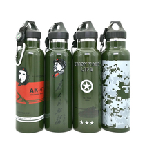 Bottle camouflage men large capacity outdoor portable 304 stainless steel mountaineering vintage vacuum insulated water cup water bottle 1L