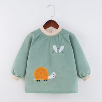 Childrens gown winter waterproof long sleeve outside wear male baby apron anti-dirty clothes baby eating bib