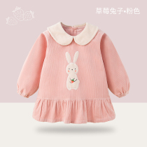 Children's apron girl waterproof anti-wearing cotton corduroy anti-dirty protective clothing baby bib baby eating overalls