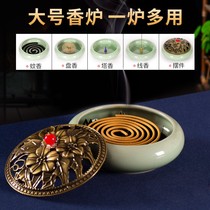 Large incense burner household agarwood incense burner creative ornaments indoor sandalwood seat to fire mosquito coil incense diffuser