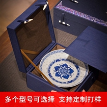 Seawater pattern cloud brocade ceramic vase plate decoration crafts retro exquisite brocade box gift box packaging customization