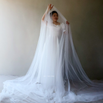 Photo studio bride styling veil photo white soft yarn 3 meters 5 meters 10 meters custom long fashion simple white yarn hard yarn
