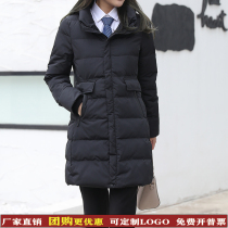 Tock down cotton jacket long men and women with the same winter coat 4s store hotel property jewelry store mall front desk