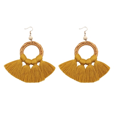 taobao agent Red ethnic long retro earrings, accessory, Chinese style, ethnic style, flowered