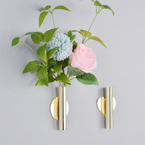 Creative Wall Flower machine Nordic Wall Flower tube vase Golden non-hole living room wall decoration pendant