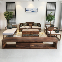  New Chinese style solid wood Arhat bed sofa combination Neoclassical living room sofa Zen hotel club villa furniture