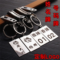 Stainless steel name plate with clip Clothes drying clip listing restaurant metal number plate Malatang number plate customization