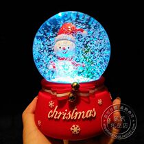 Santa Claus snowman crystal ball music box night light rotating music box ornaments childrens boys and girls birthday gifts