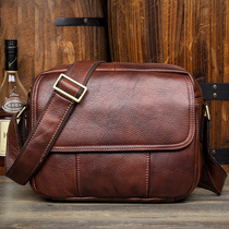 Slow time Korean Tide Head Layer Cowhide Shoulder Bag Crossing Bag Men Outdoor Leather Crop shoulder bag Women Leisure