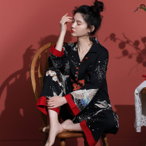 Retro Crane National tide Wind ~ super good wearing pajamas female spring and autumn long sleeve cotton cotton home clothing two-piece suit