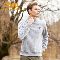 Jeep Jeep outdoor windproof warm snatch mens tide fashion versatile anti-Pilling plus velvet jacquard jacquard breathable sweater