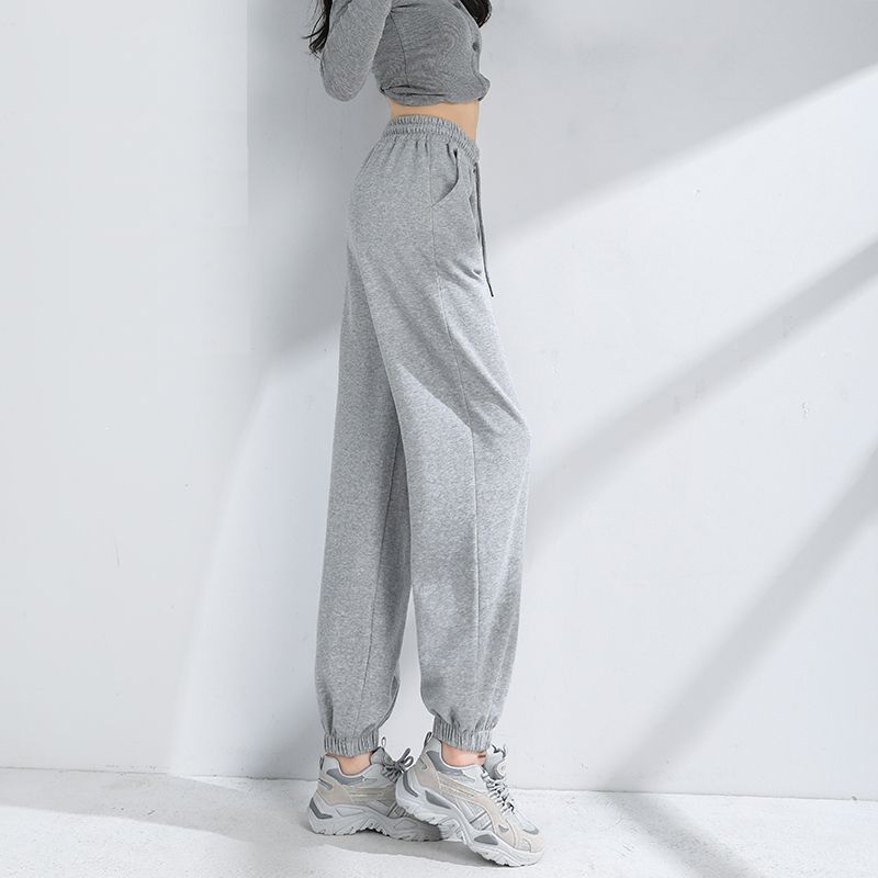 Grey Sports Pants Women's Spring/Summer Thin Small Loose Straight Casual Pants Show Slim 9/4 Strap Halen Wei Pants