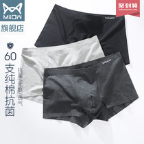 Cat Man 60 cotton mens underwear antibacterial non-trace boxer pants summer sexy trend cotton sports boxer shorts