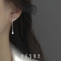 S925 pure silver winged earline daughter 2022 new trend Su light extravagant advanced short earbuke inlaid drill advanced sensation