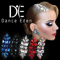 DanceEden Ai Ai headdress retro Latin dance modern dance white AB color diamond red treasure blue and black performance vintage