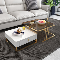 Italian light luxury rock plate coffee table Nordic modern simple small apartment living room household Marble rectangular tea table