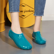 Low-cut rain water shoes boots shoes female kitchen anti-slip work waterproof in her adult flat short overshoe summer
