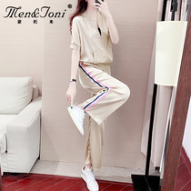 Montomi Casual Sports Suit Womens Summer 2022 New Korean Version Fashion Foreign Air Relaxation Sports Cardiopus two sets