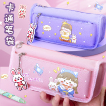Versatile pen bag large capacity stationery bag 2022 new pop middle school girl version ins day family boy high face value size student junior high school net red canvas advanced sense lead pencil case