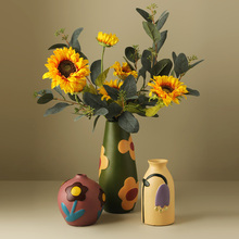 Скандинавский креативный рисунок керамическая ваза Моранди сушеные цветы декоративные украшения дом