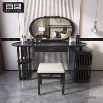 New Chinese Solid Wood Dressing Table Modern Luxury Bedroom Reduced Container Cabinet Simple Zen Makeup Table and Chair Combination