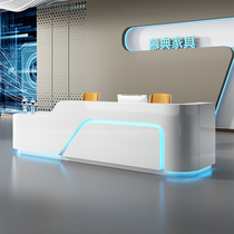 Simple modern company paint front desk fashion shaped reception desk consulting bar Hotel creative welcome cash register table