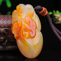 Fu Impression Myanmar natural chalcedony handlebar play Ruyi Jade hand handle pendant Jade hand play piece attached