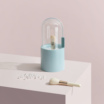 Makeup brush storage box desktop waterproof dustproof pen holder brush with pearl fixed eyeliner shadow brush eyebrow pencil storage bucket